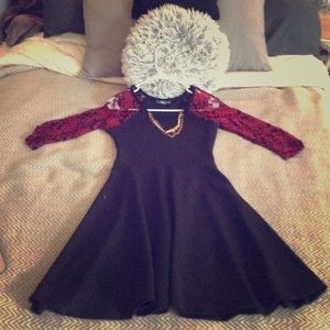 Lace detailing black dress